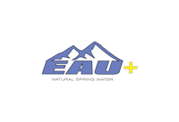 the logo for eau + natural spring water